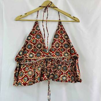 Maroon-batik-halter-neck-back-knot-cotton-top-kj0661 2