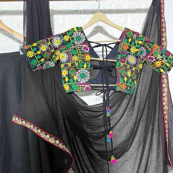 Black-multicolor-gujrati-blouse-dupptta-and-lehanga-kj0678 2