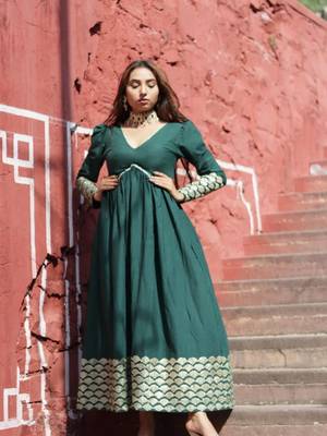 Bottle-green-gotta-deep-v-neck-dress-kj0681 1