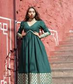 Bottle-green-gotta-deep-v-neck-dress-kj0681