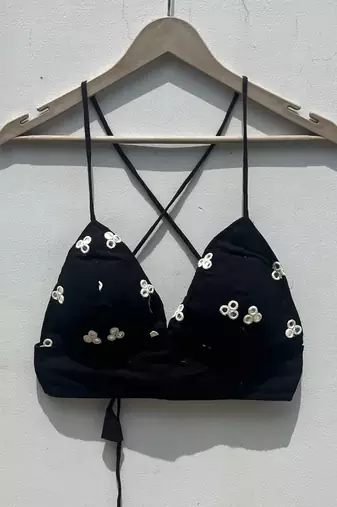 Black-artificial-mirror-bra-kj0695