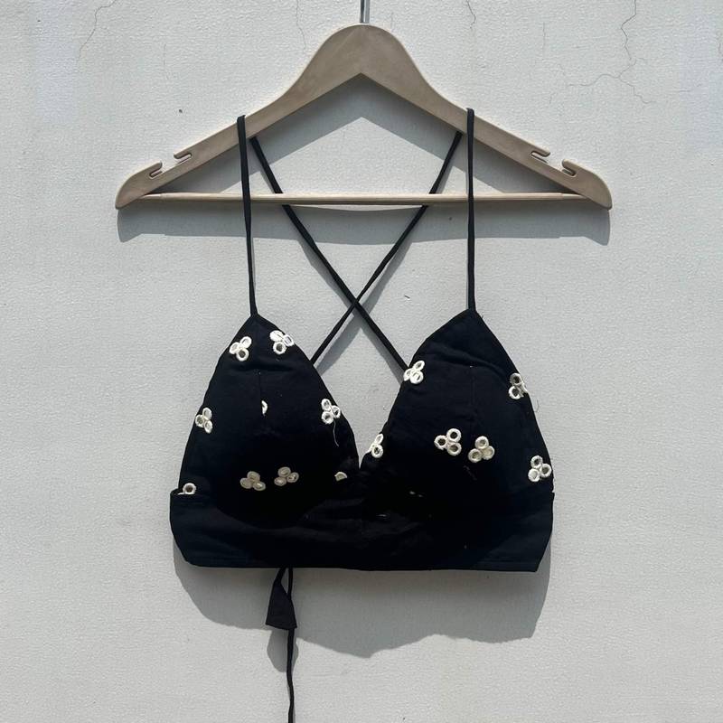 Black-artificial-mirror-bra-kj0695