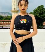 Black-elephant-handwork-criss-cross-top-kj0717