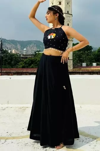 Black-elephant-handwork-criss-cross-top-kj0717