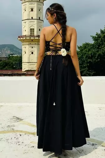 Black-elephant-handwork-criss-cross-top-kj0717