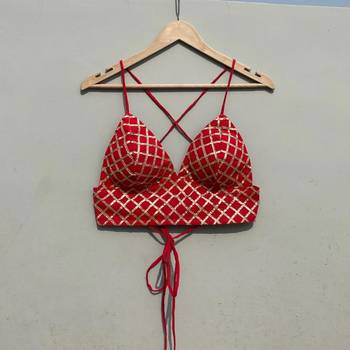 Red-checks-gotta-gujrati-embroidery-bralette-cum-top-kj0749 1