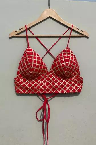 Red-checks-gotta-gujrati-embroidery-bralette-cum-top-kj0749