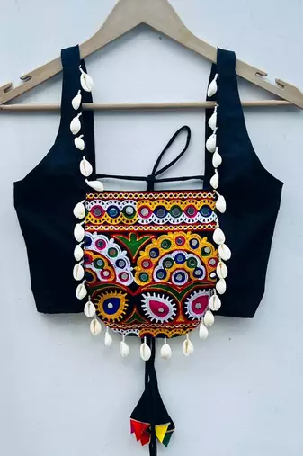 Black-gujrati-yellow-patch-top-kj0752
