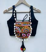 Black-gujrati-yellow-patch-top-kj0752