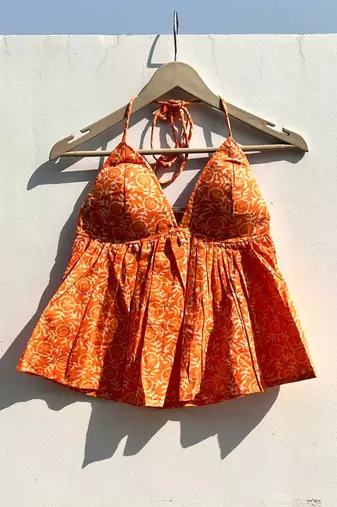Neon-orange-handblock-tree-top-kj0771