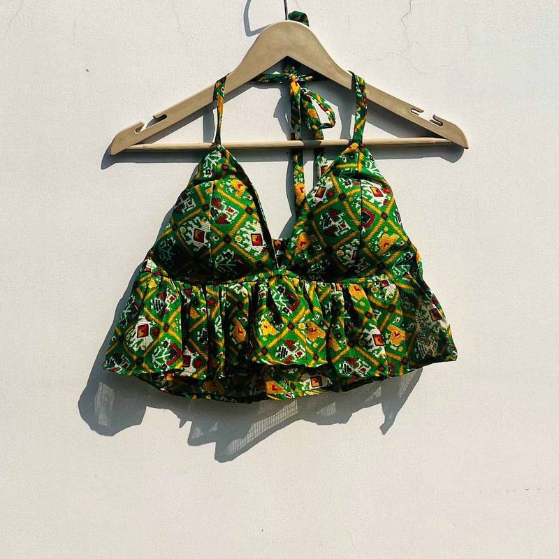 Green-patola-kota-doria-cotton-bralette-kj0780