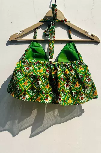 Green-patola-kota-doria-cotton-bralette-kj0780