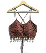 Brown-navratri-criss-cross-cotton-top-kj0799