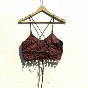 Brown-navratri-criss-cross-cotton-top-kj0799 2