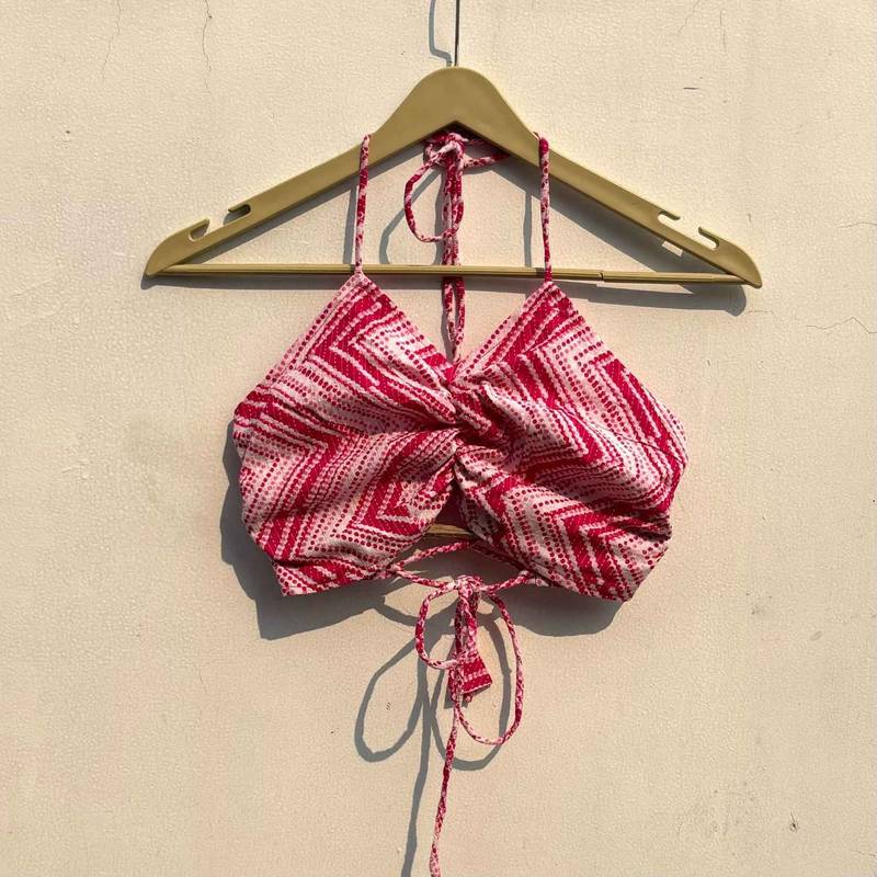 Pink-white-zig-zag-criss-cross-katha-cotton-top-kj0811