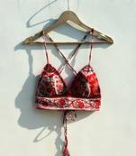 Red-big-floral-cotton-removable-pad-bra-kj0817