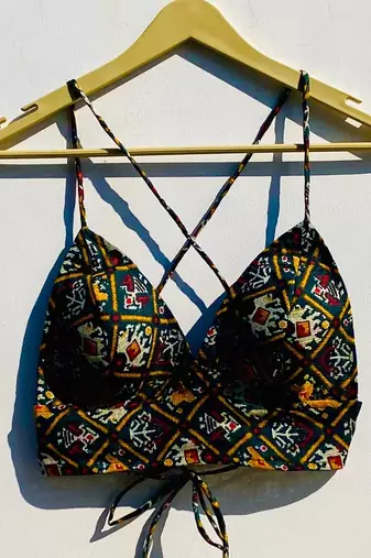 Bottle-green-patola-kota-doria-removable-pad-bra-kj0834