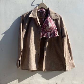 Brown-khadi-shirt-and-dusty-pink-bra-combo-kj0849 1