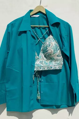 Rama-green-shirt-light-blue-jaal-cotton-removable-pad-bra-combo-kj0928
