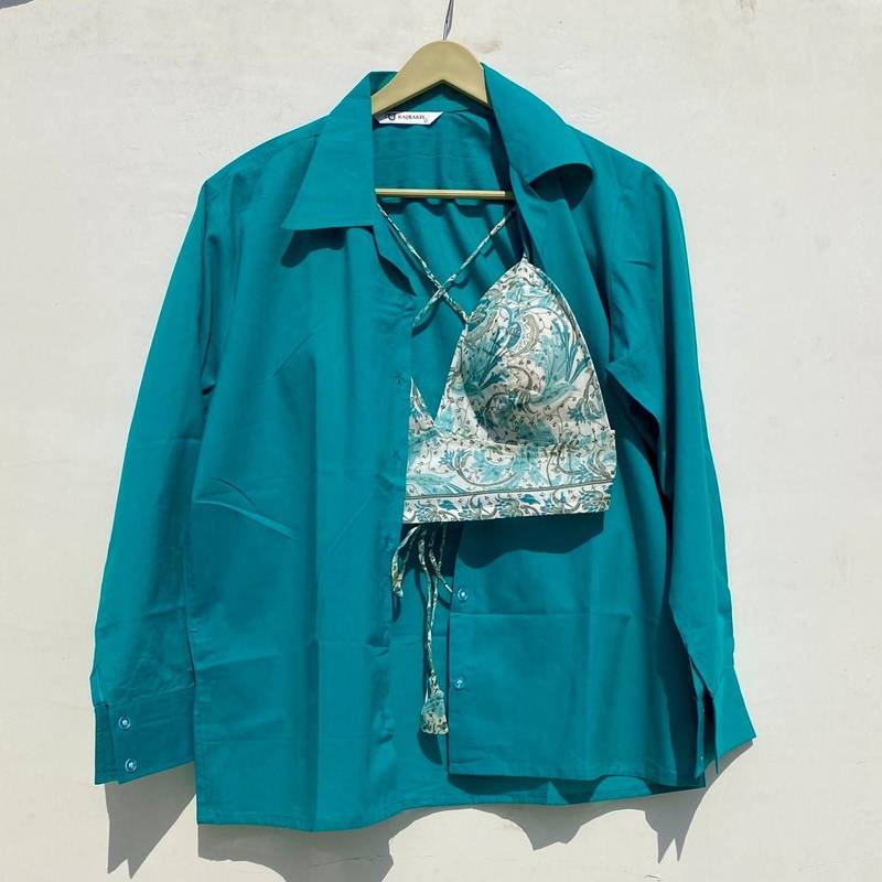 Rama-green-shirt-light-blue-jaal-cotton-removable-pad-bra-combo-kj0928