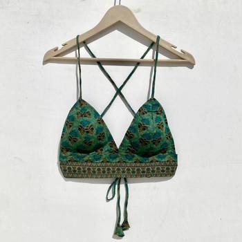 Green-beige-floral-removable-pads-bra-kj10006 1