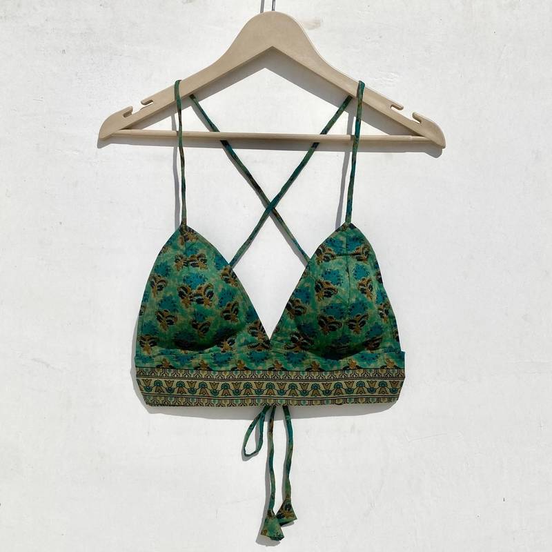Green-beige-floral-removable-pads-bra-kj10006