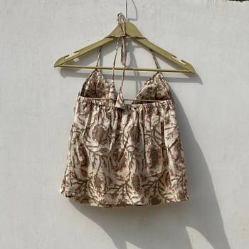 Beige-brown-paisley-handblock-tree-removable-pads-top-kj10025 2