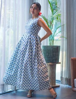 Blue-handblock-cotton-maxi-dress-ghera10048 2