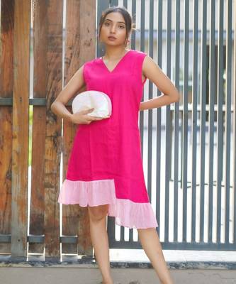 Hot-pink-mulmul-ruffle-dress-1650-gheraa10050 1