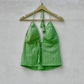 Green-chikan-front-knot-open-tree-removable-pads-top-kj10077 1