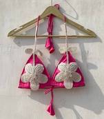 Pink-white-floral-crochet-patch-work-removable-pads-bra-kj10161