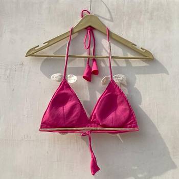 Pink-white-floral-crochet-patch-work-removable-pads-bra-kj10161 2