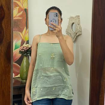 Mint-green-criss-cross-hand-embroidery-mulmul-with-lining-kurti-top-kj10172 2