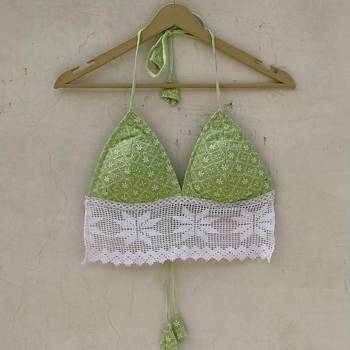 Green-chikan-lace-cotton-bralette-removable-pads-kj10183 1