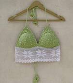 Green-chikan-lace-cotton-bralette-removable-pads-kj10183
