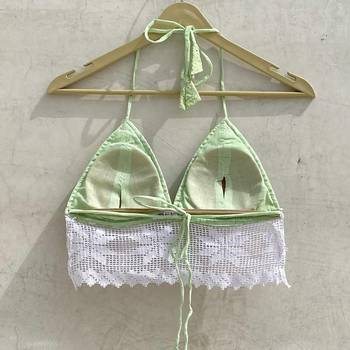 Green-chikan-lace-cotton-bralette-removable-pads-kj10183 2