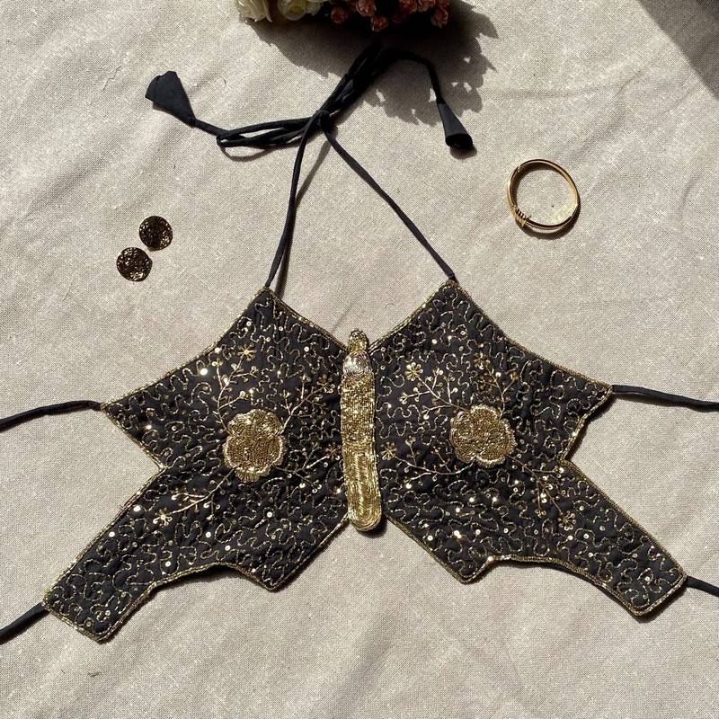 Black-heavy-tubelight-handwork-butterfly-top-kj10194
