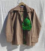 Brown-khadi-shirt-and-green-lehariya-kota-doria-bra-combo-kj10282