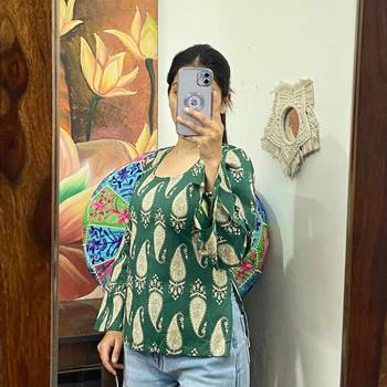 Green-handblock-back-criss-cross-kurti-top-kj10284 2