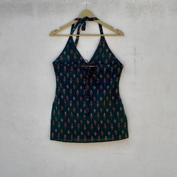 Blue-butti-halter-neck-kurti-top-kj10286 2