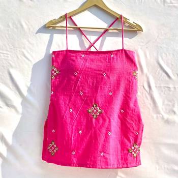 Pink-geometry-embroidery-straight-removable-pads-kurti-kj10310 1