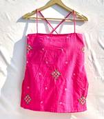 Pink-geometry-embroidery-straight-removable-pads-kurti-kj10310