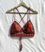 Maroon-leaf-removable-pad-bra-kj10323