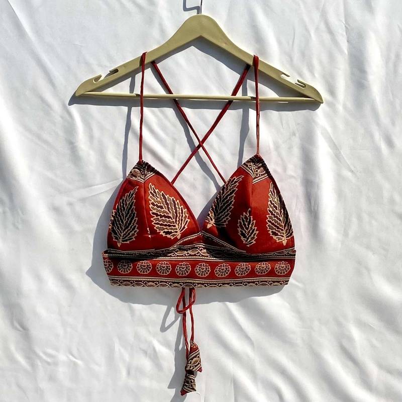 Maroon-leaf-removable-pad-bra-kj10323