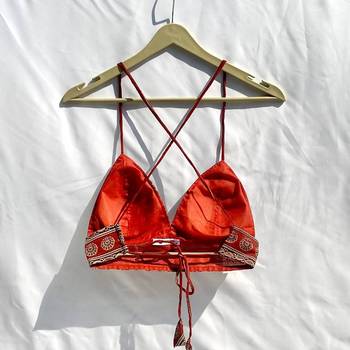 Maroon-leaf-removable-pad-bra-kj10323 2