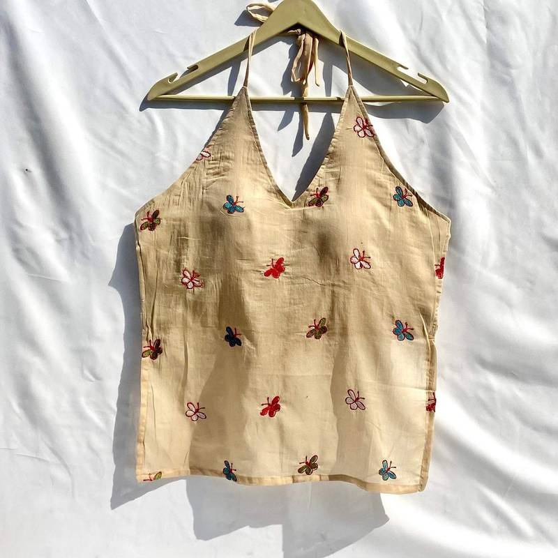Beige-butterfly-mulmul-removable-pad-kurti-top-kj10336