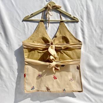 Beige-butterfly-mulmul-removable-pad-kurti-top-kj10336 2