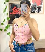 Pink-mirror-shell-criss-cross-top-kj10351