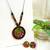 Green fabric wooden beads neckset