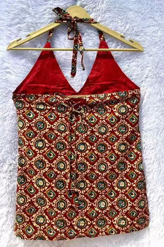 Maroon-lilflea-halter-neck-with-paded-kurti-top-kj10375
